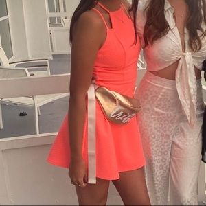 Material Girl Bright Pink Coral Skater Dress